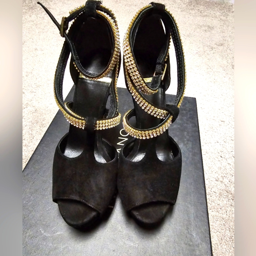 Marciano Rhinestone Platform Stiletto Heels